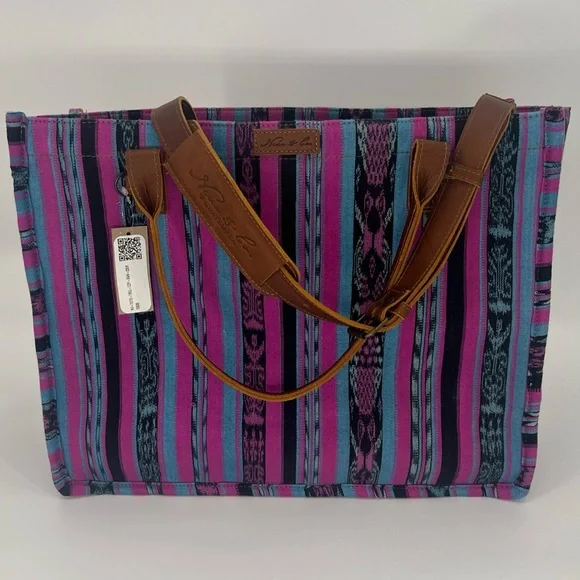 Nena & Co. 13in x 17in One Of A Kind Guatemala Travel Tote Bag Purple,blue,blk - Picture 3 of 12